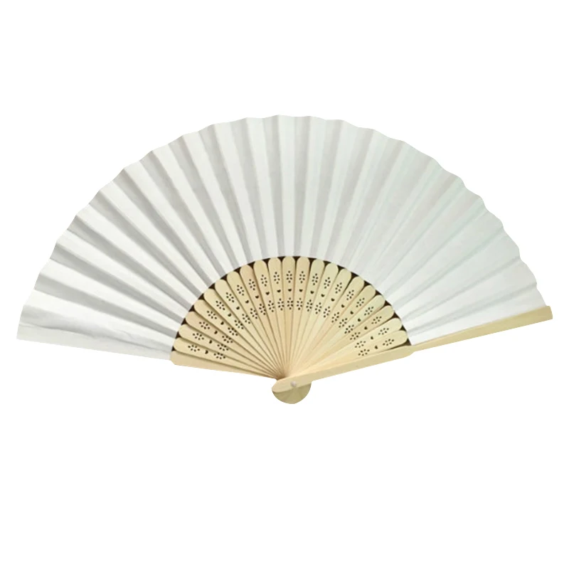 

Bamboo Silk Hand Held Fan, Solid Fan with Gift Box, Bridal Chinese Bamboo cloth Hand Fan Wedding Favors Guests Gifts (Beige)