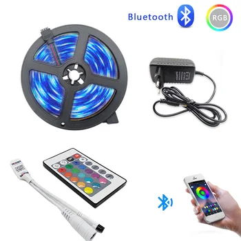 

LED Strip Light 5M 10M 15M 5050 SMD 2835 RGB LED Light rgb Leds tape diode ribbon Flexible Bluetooth Control DC 12V Adapter set