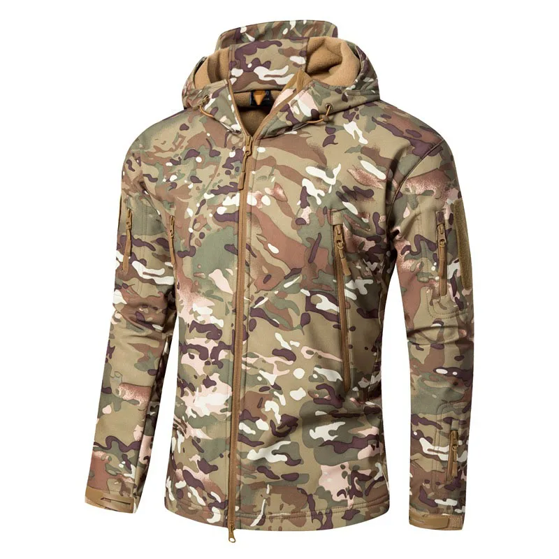 

Men's Army Special Ops Military Tactical Training Jacket Softshell Fleece Hooded Outdoor Coat Hunting Camouflage Jackets Hiking