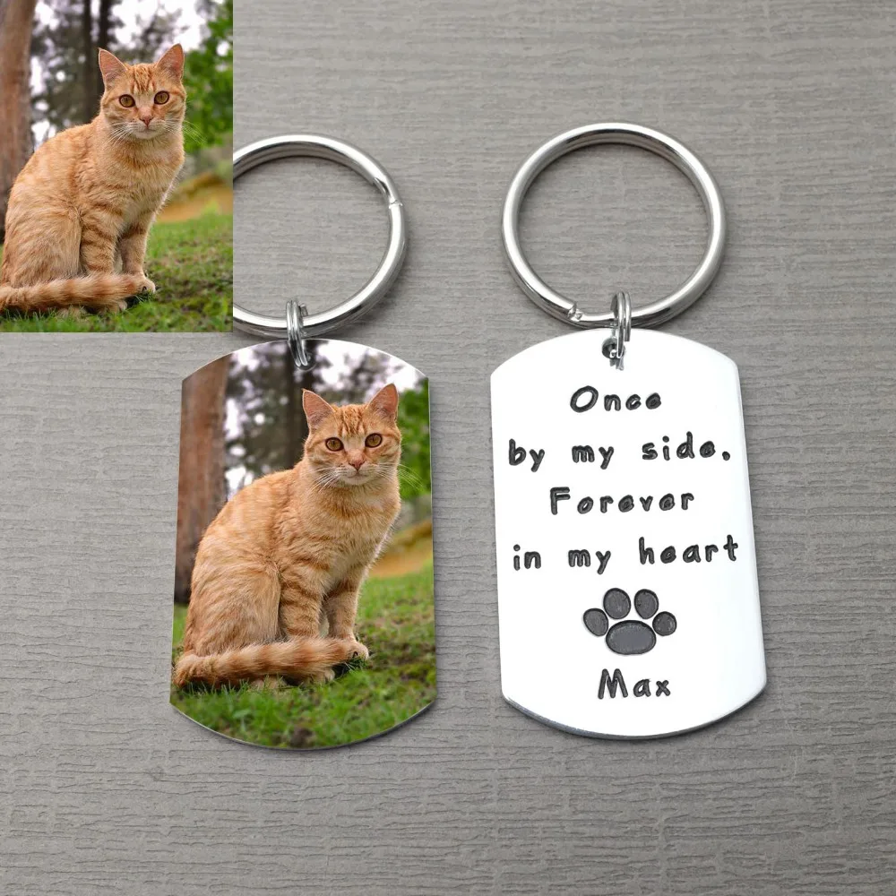 Брелок для ключей, персонализированный брелок для ключей с изображением кошки, подарок для потери питомца, брелок для ключей с фотографией на заказ для вашего питомца, памятный подарок для питомца
