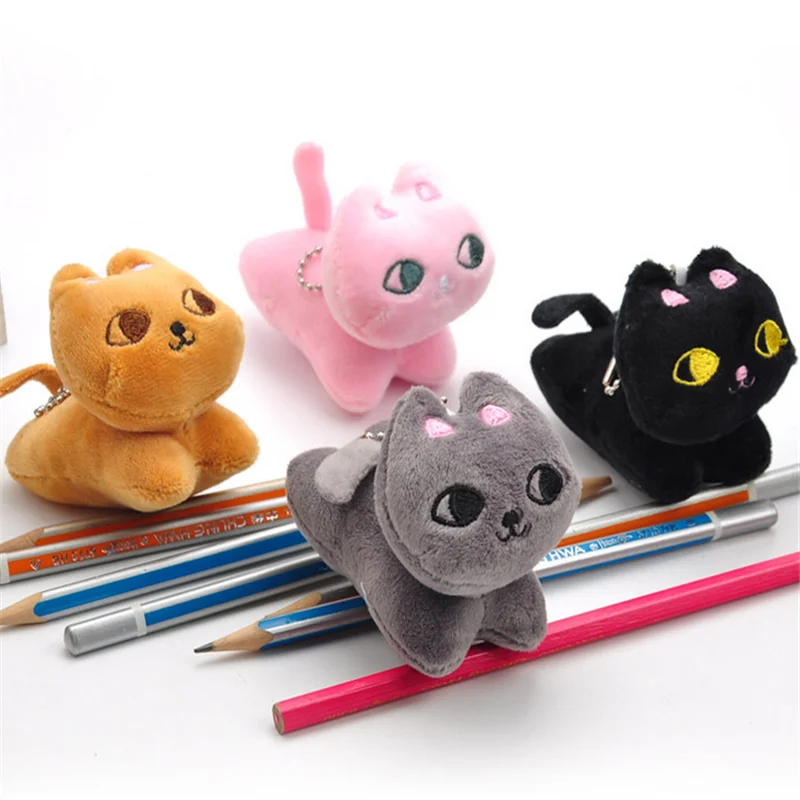 1Pcs Mini 8cm Cat Plush Toy PP Cotton Decorative Pendant key Ring doll ornaments Girl And 1 1Pcs Mini 8cm Cat Plush Toy PP Cotton Decorative Pendant key Ring doll ornaments Girl And 2