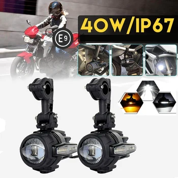 

40W Universal Motorcycle LED Auxiliary Light 6000K Driving Fog Lamp Spotlights Headlights for Honda BMW R1200GS ADV F800 NO Lamp