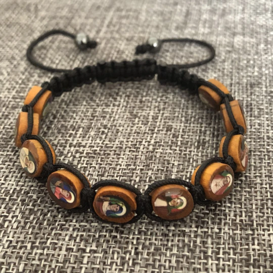 Brazalete religioso de madera con ICONO, pulsera con icono de San Valentín, color marrón y rojo, especial, 6 unids/paquete, Envío Gratis|bracelet black|bracelet greenbracelet mounting -