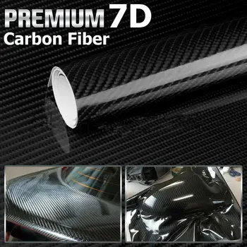 

Car Universal 7D High Gloss Black Carbon Fiber Vinyl Wrap Interior Decoration Stickers For Car Home Phones Laptops Accessories
