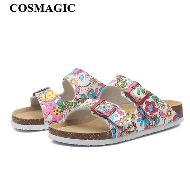 COSMAGIC-Zapatillas de corcho de playa para mujer, zuecos antideslizantes informales de doble hebilla, chanclas de verano, novedad de 2021
