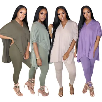 

Two Piece Set Women Top And Pants Tracksuits Women 2020 Casual Solid Suit Loose Top+Elasticity Long Pants Ropa Mujer Подходить