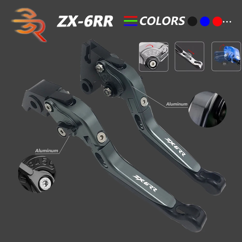 

Рычаги тормозной муфты для Kawasaki Ninja ZX6RR ZX-6RR 2005 2006, алюминиевый сплав с ЧПУ, Регулируемый складной выдвижной рычаг