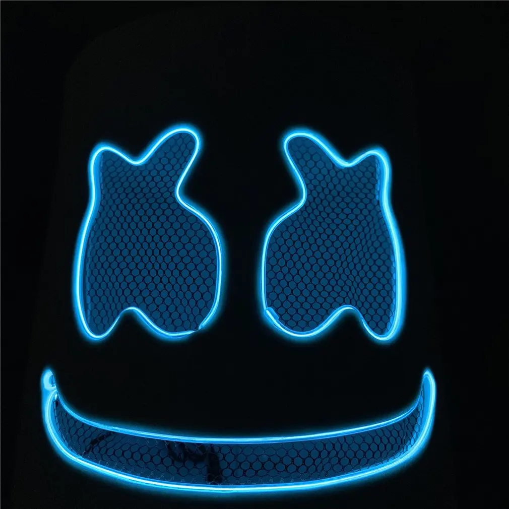 Новая светящаяся маска Marshmallow, DJ Music Ball, модный светодиодный головной убор на Хэллоуин, модная светящаяся маска, Вечерние Маски