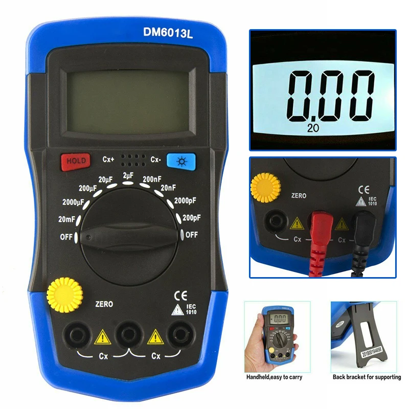1Pc Durable Handheld LCD Digital Meter mF uF Circuit Gauge Capacitance Capacitor Tester Measurement Analysis Instruments