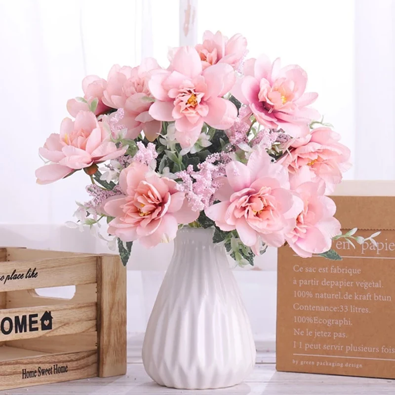 Spring Style Artificial Fake Plants 5 Colors Orchid Bouquet Silk Home