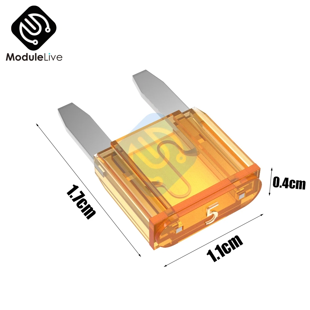 10 шт. 5A 7.5A 10A 15A 20A 25A 30A 35A 40A микро лезвия предохранители для автомобиля Авто fusibles для автомобиля плавкие предохранители для грузовиков с украшением в виде кристаллов предохранитель 1,1X1,7 см