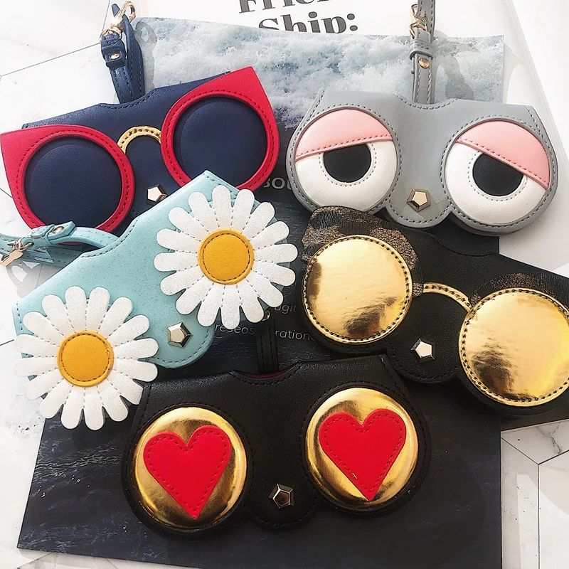

Ins Popular Cartoon Multi-function Eyeglasses Case PU Leather Glasses Bag Cute Women Sunglasses Storage Protection Glasses Case