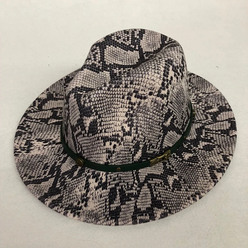 

LVTZJ Winter Autumn Snake skin Imitation Woolen Women Men Ladies Fedoras Top Jazz Hat European American Round Caps Bowler Hats