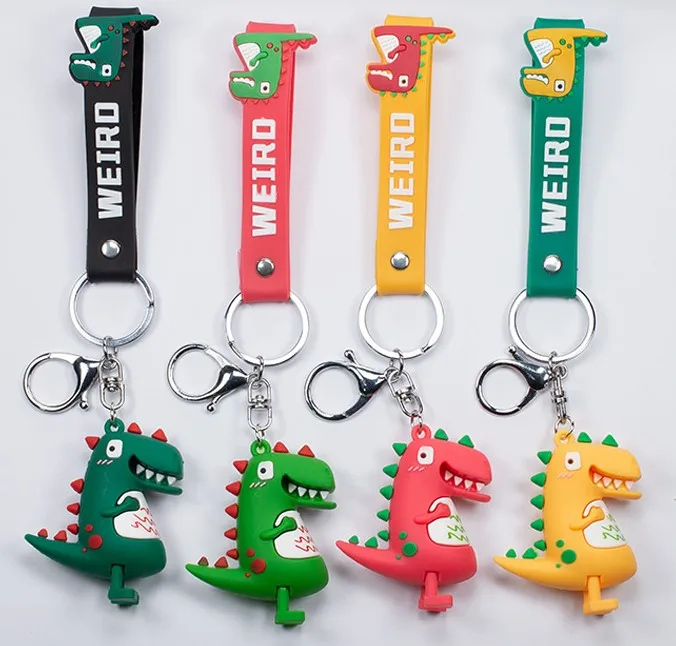 

New 60pcs Cute Dinosaur Keychain Key Chain Double Side Cartoon Key Ring Kids Trinket Key Holder Gift