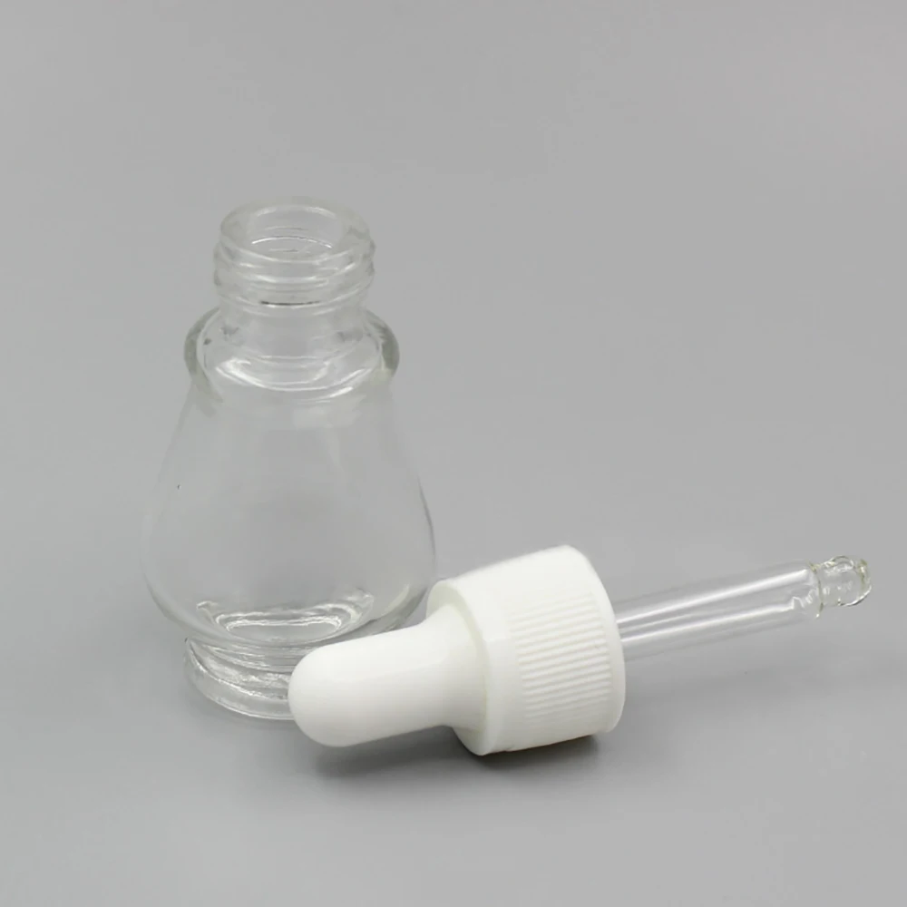 Мини 10 мл прозрачный стеклянный косметический флакон-капельница для сыворотки с черным или Пипетка с белым держателем