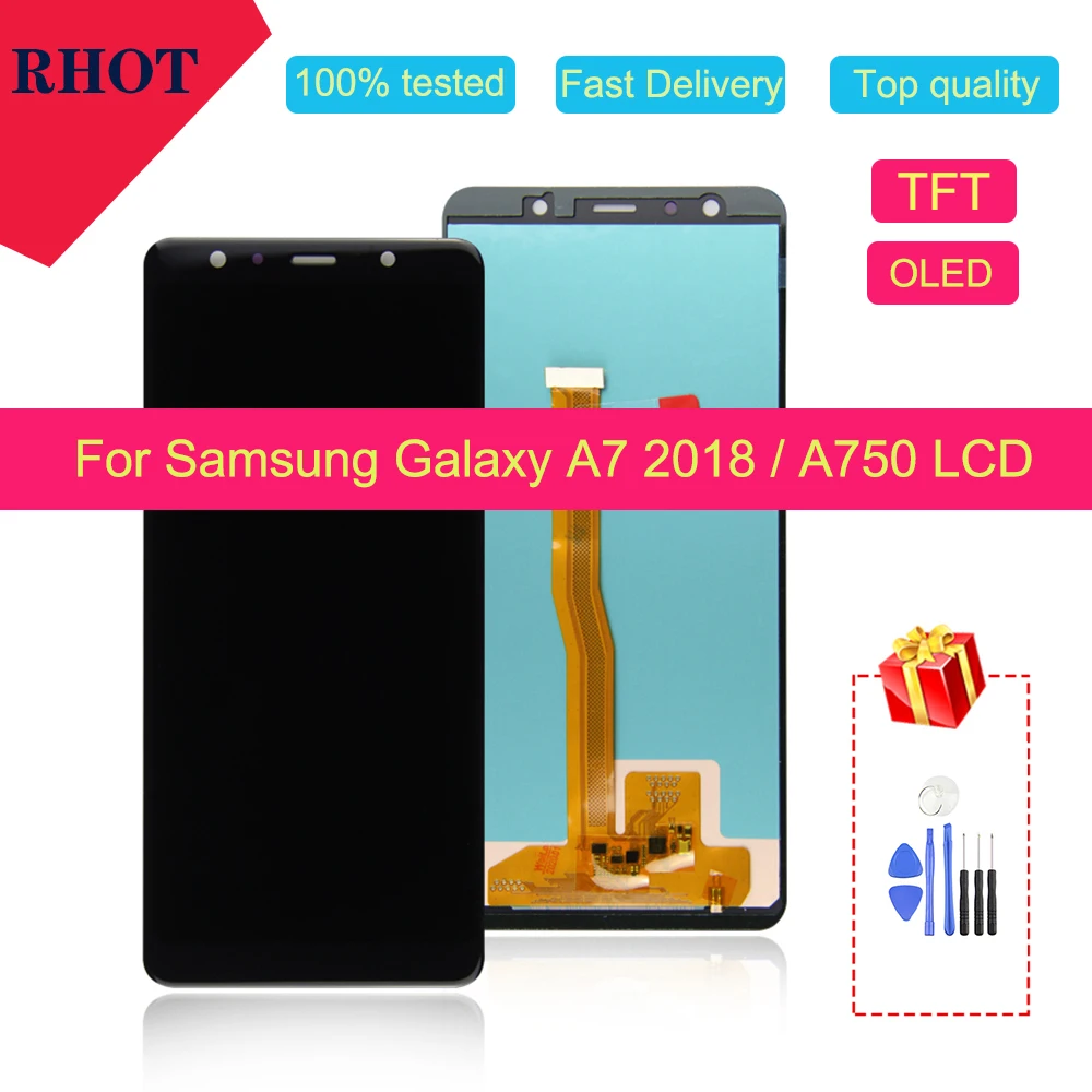 

OLED/TFT 100% tested A7 2018 LCD monitor for Samsung Galaxy A7 2018 A750 SM-A750F A750F LCD touch screen digital assembly