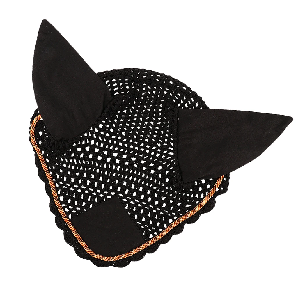 Professional Soft Cotton Hand Crochet Breathable Fly Veil Horse Ear Net With Ears Horse Wear Horse Equipment For Horse 4
