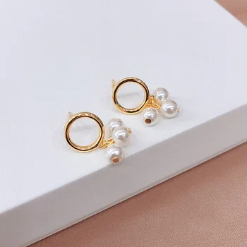 

S925 Silver All Pure Natural Freshwater Pearl Ear Nails Girls Earrings Simple Personality Fashion Tidal Delicate and ear studs