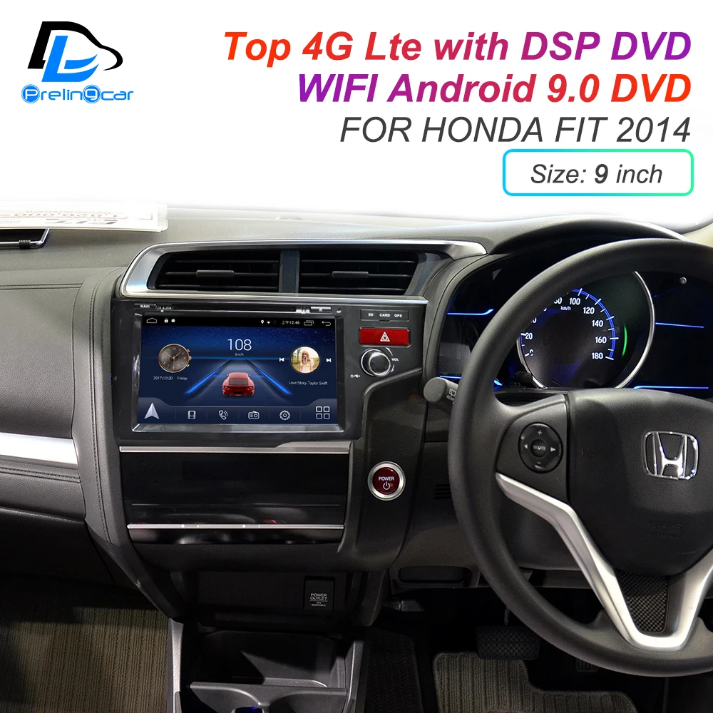 Flash Deal IPS touch screen DSP sound Android 9.0 2 DIN 4g Lte radio For Honda Fit 2014 2015 2016 years GPS DVD player stereo navigation 2