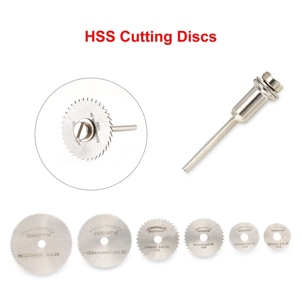 7PCS HSS пильный диск для вращающихся инструментов 22/25/32/35/44/50 мм деревянные режущие диски сердечник для дрели для Dremel резак по металлу