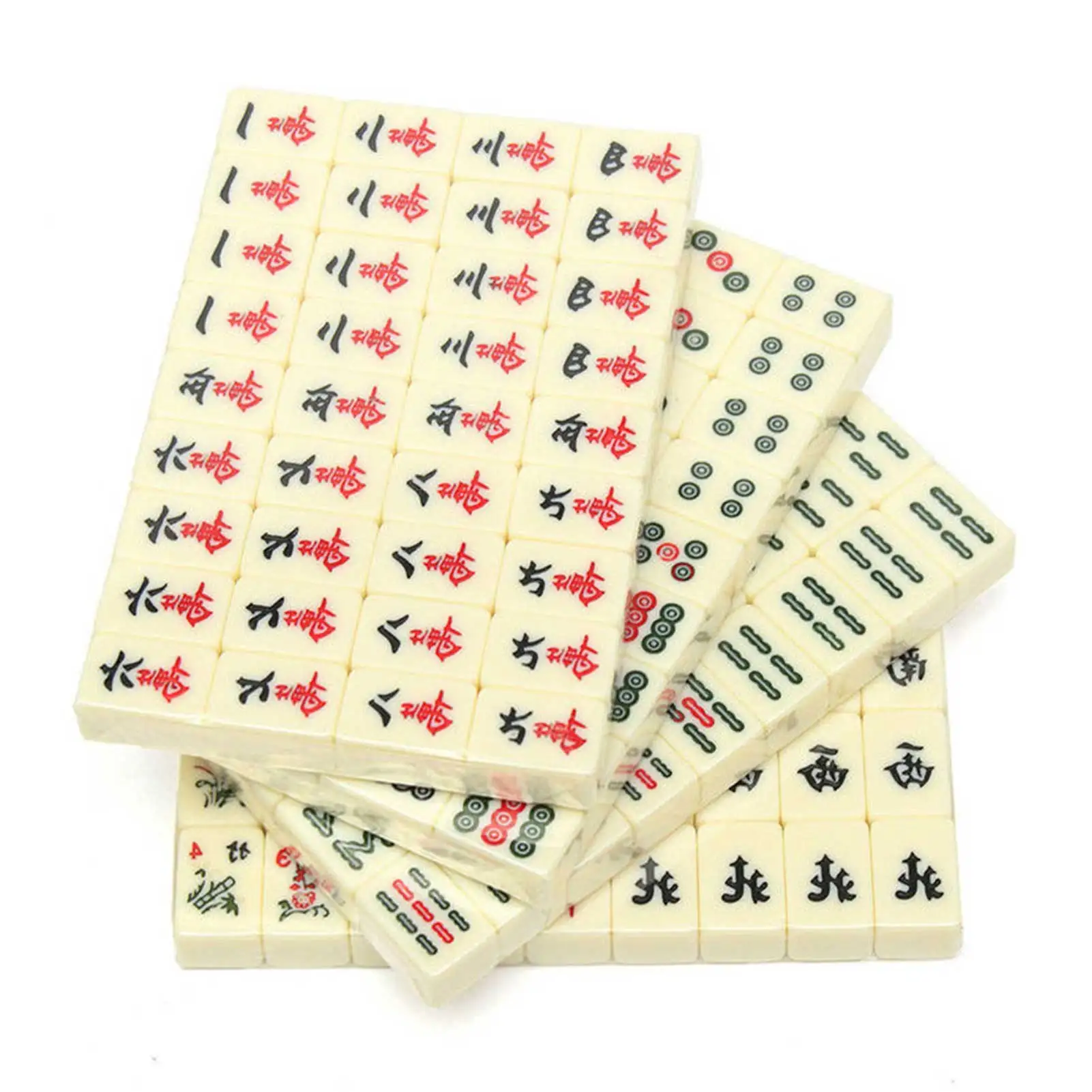 Loveinwinter Jeu de Mahjong Mahjong de Voyage Portable 144 pcs Mahjong avec Un étui en Cuir avec des Instructions en Anglais 