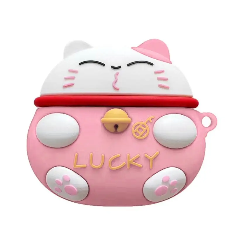 

Cute Lucky Cat Earphone Case Silicone Protective Cover for Airpods Pro3 Headset