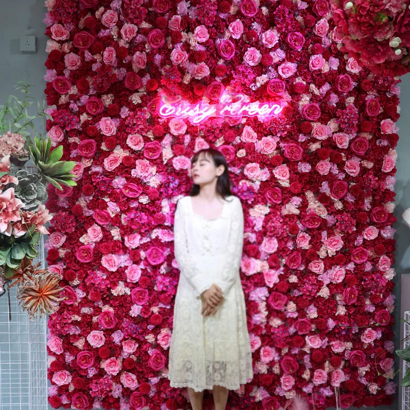 

Artificial Flower Wall Panel Decor Backdrop Wedding Party Event Birthday Scene Layout DIY Silk Peony Rose Flower 40*60cm