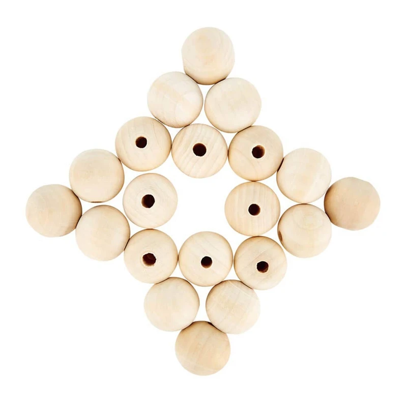 

120Pcs Natural Large Round Beads Crafts, 25 Mm Wooden Beads Large Holes 6 Mm Crafts DIY Wooden Beads for Jewelry Production