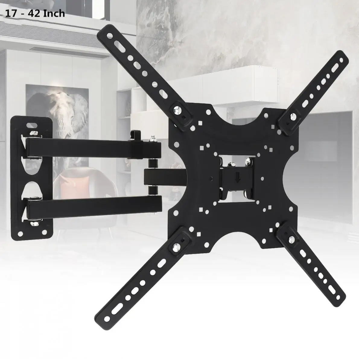 

Universal 22KG Adjustable Frosted Material TV Wall Mount Bracket with Small Wrench Cable Clip for 17 - 42 Inch LCD LED Monitor