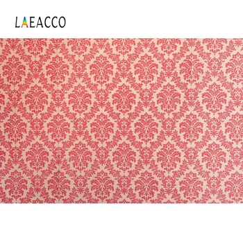

Laeacco Photography Background Red Vintage Flowers Damask Home Decor Seamless Pattern Photo Backdrop Photocall Photo Studio