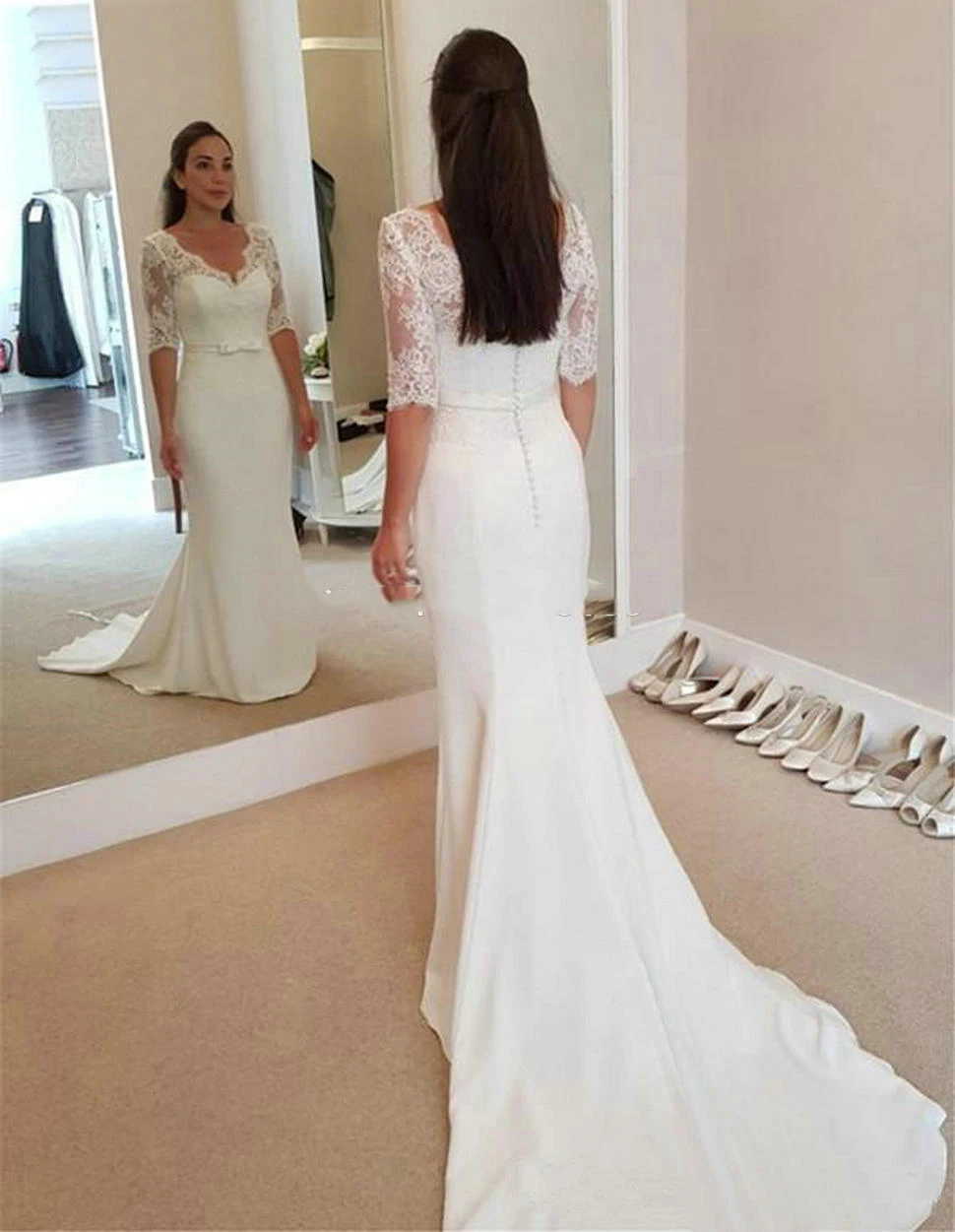 Elegant-Lace-Sexy-V-Neck-Wedding-Dresses-Half-Sleeves-2020-Applique-Satin-Slim-Fit-Mermaid-Wedding (3)