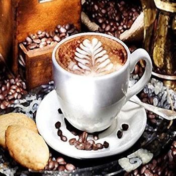 

40cm DIY 5D Full Drill Diamond Painting Coffee Picture Canvas Crystal Rhinestones Decorative Painting Arts Craft Home Wall Decor