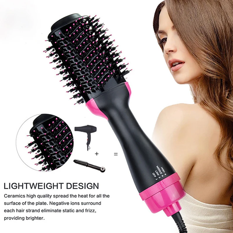 Cepillo secador de pelo 2 en 1, peine de aire caliente voluminizador,  rizador de moda, plancha plana, alisador de pelo, Estilismo, envío  directo|Rizadores| - AliExpress