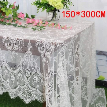 Fadesen 150×300cm White Lace Tablecloth – Decorative Fabric for Weddings & Events 1