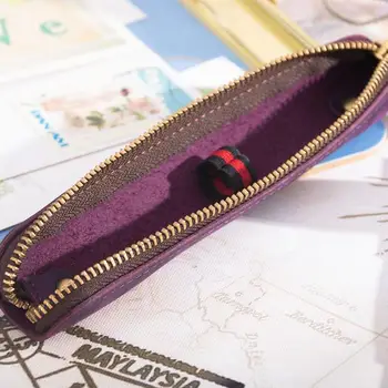 

Handmade Vintage Genuine Leather Organizer Wallet Make Up Cosmestic Pencil Case Pouch Purse Zipper Pen Bag Brush Holder