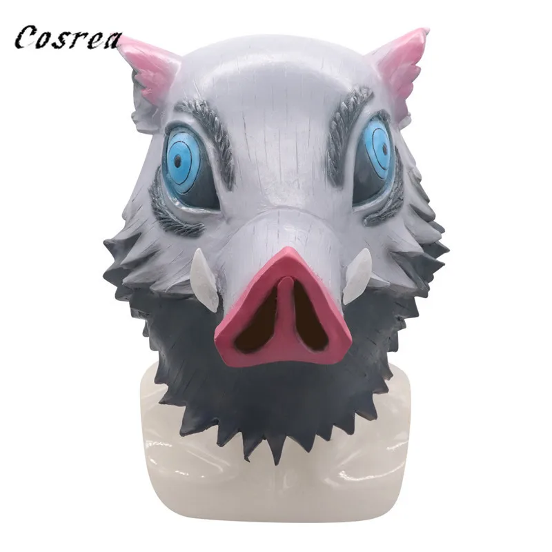 

Anime Demon Slayer Cosplay Mask Hashibira Inosuke Mask Horror Pig Mask Fox Headgear Props Halloween Costumes Latex Mask Adult