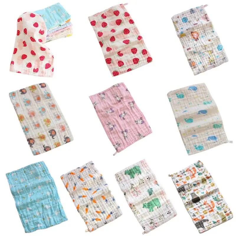 5 Pcs/pack Baby Cotton Towel Gauze Newborn Infant Cartoon Bibs Handkerchief Face Bathing Washcloth