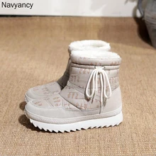 Зимние ботинки; зимние ботинки; женская обувь; женские ботинки; модные водонепроницаемые ботинки на плоской подошве с принтом; ботиночки; коллекция года; новые зимние теплые ботинки на меху