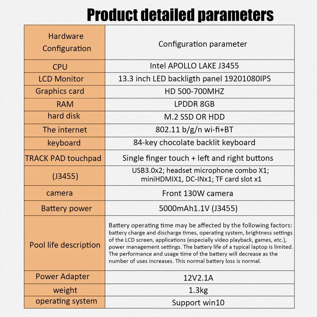 Rose Gold 13.3" laptop A11 J3455 8+64G/128G/256G/512G IPS HD screen gaming notebook computer Ultraslim laptop large battery