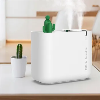 

USB Large Capacity Double Nozzle Humidifier Cute Cactus Solid Color Desktop Air Atomizer Practical Household Product