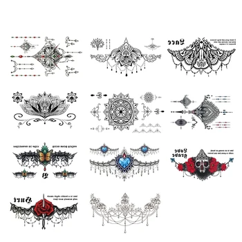 

Rose Jewelry Butterfly Water Transfer Tattoo Stickers Women Body Chest Art Temporary Tattoo Waist Bracelet Flash Tatoos