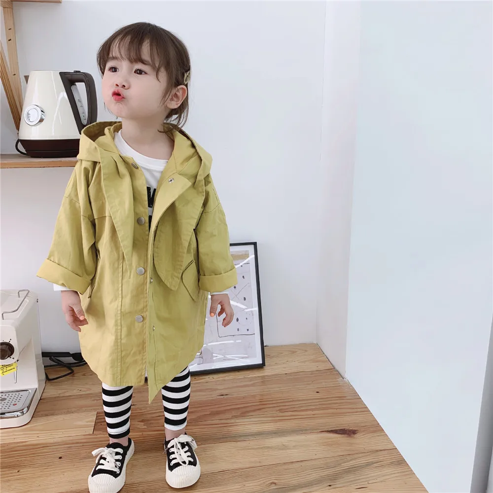 

Autumn Baby Boys And Girls Windbreaker Long Kids Trench Coat Children's Workwear Jacket Kids Hooded Jackets And Coats 1-6Y