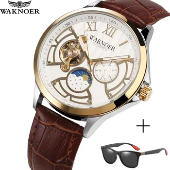 

WAKNOER Top Brand Luxury Men Mechanical Watch Men Luminous Waterproof Automatic Watch Fashion Tourbillon Skeleton Watch Clock