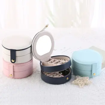

Simple Creative Portable Three-layer Jewelry Box Earrings Ring Bracelet Storage Place Detachable Multipurpose Round Finishing Bo