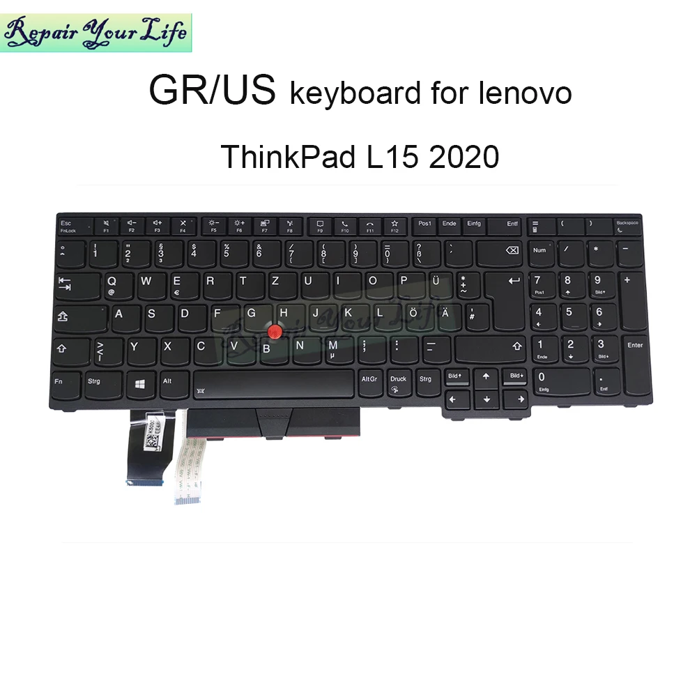 Клавиатура с немецкой английской подсветкой для ноутбука lenovo ThinkPad L15 Gen 1 2 2020 GR/GE