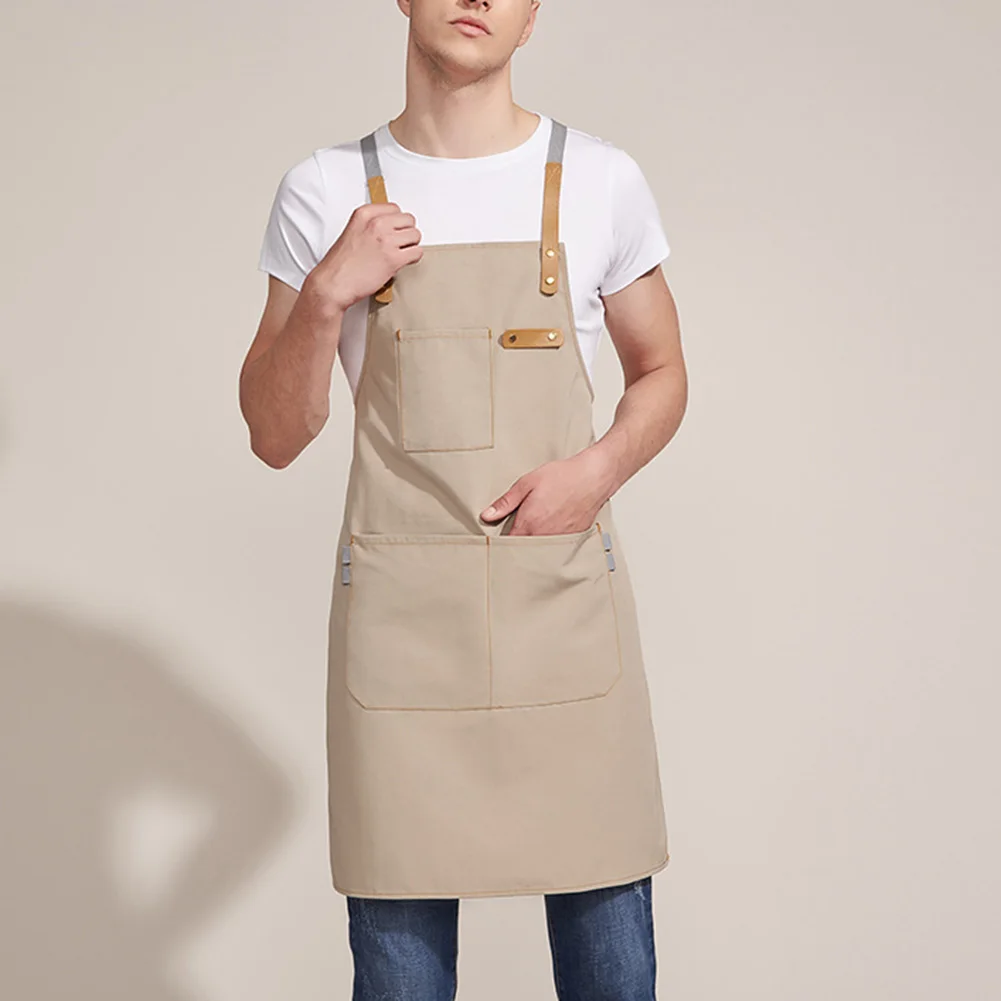 BBQ Canvas Apron Bib Chef Kitchen Apron for Women Men Barista Bartender Pockets home barber cook Coffee Restaurant
