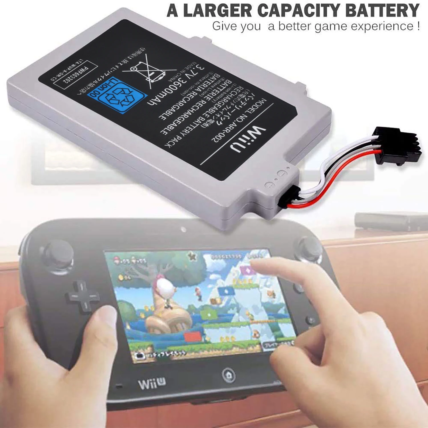 Original 3.7v 3600mah de Alta Capacidade Arr002 Bateria para Nintendo Wii u Gamepad Peças - Image 6