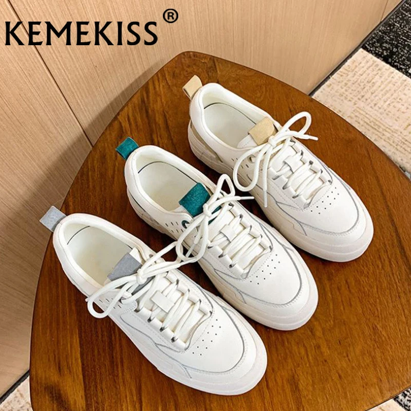 Women Sneakers Flats-Shoes Kemekiss Real-Leather Footwear-Size Mixed-Color 35-40 Casual