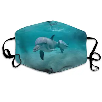 

Underwater Dolphins Dust Mask, Reusable Washable Mouth Masks, Adjustable Warm Face Mask Unique Cover Filters Blocking Pollen