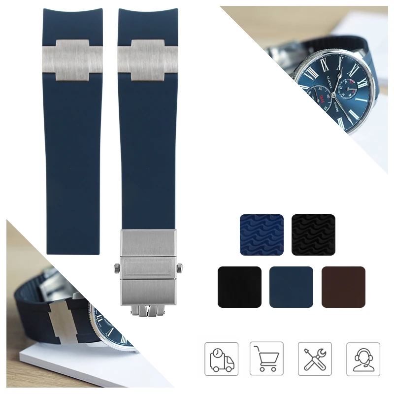 22-20 мм черный коричневый синий водонепроницаемый силиконовый резиновый ремешок для наручных часов ремень для Nardin морской дайвер спортивные часы аксессуары